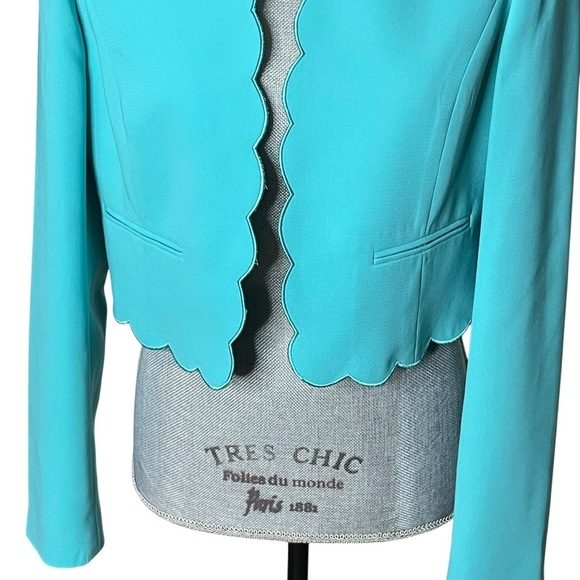 KASPER Scalloped Hen / Edge Turquoise Jacket size 4 - Picture 5 of 10